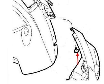 scheme of fastening of front bumper Jeep Commander